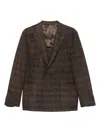 Canali Doppelreihiges Sakko Mit Karo In Brown