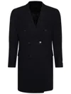 Canali Black Wool Coat In Black