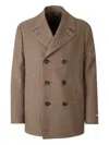 Canali Double-breasted Coat In Brown