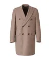 Canali Double-breasted Coat In Brown