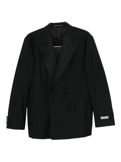 Canali Double-breasted Suit In Black