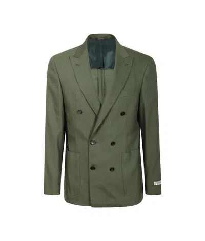 Canali Double-breasted Suit In Green
