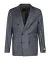 Canali Double-breasted Wool Blazer In Gray
