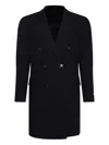 Canali Double-breasted Wool Coat In Black