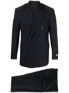 Canali Double-breasted Wool Suit In Blue