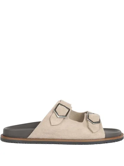 Canali Double-buckle Suede Sandals