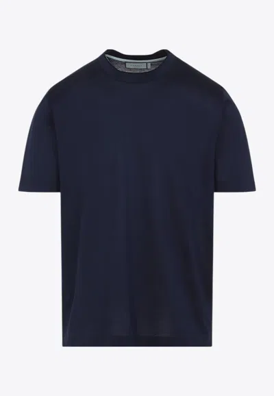 Canali Double-neck Short-sleeved T-shirt In Blue