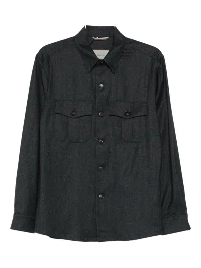 Canali Double-pocket Shirt In Black