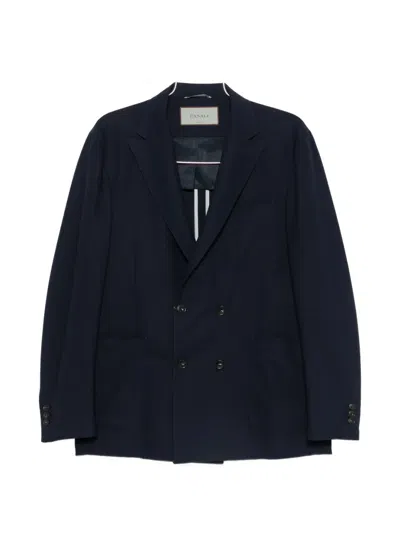 Canali Double-breasted Blazer In Blue