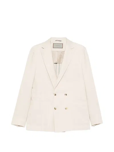 Canali Double-breasted Jacket In Neutral