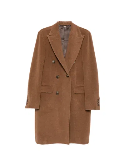 Canali Double-breasted Peak-lapel Coat In Transparent