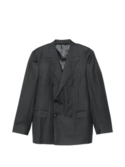 Canali Double-breasted Peak-lapel Suit In Black