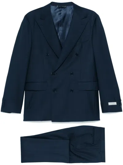 Canali Double-breasted Suit In Blue