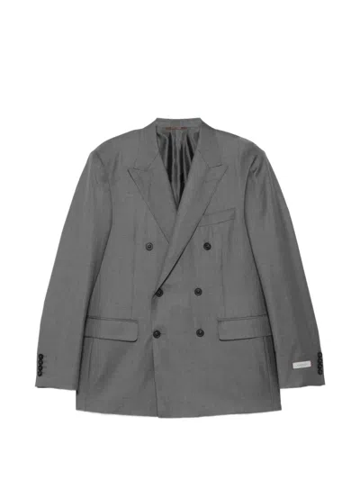 Canali Double-breasted Suit In Gray