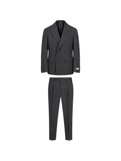 Canali Double-breasted Suit In Gray