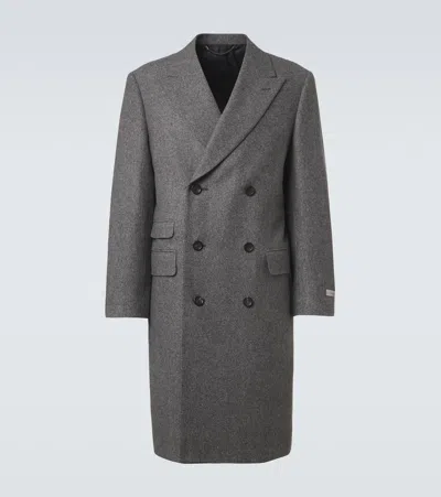 Canali Double-breasted Wool And Silk Coat In Gray
