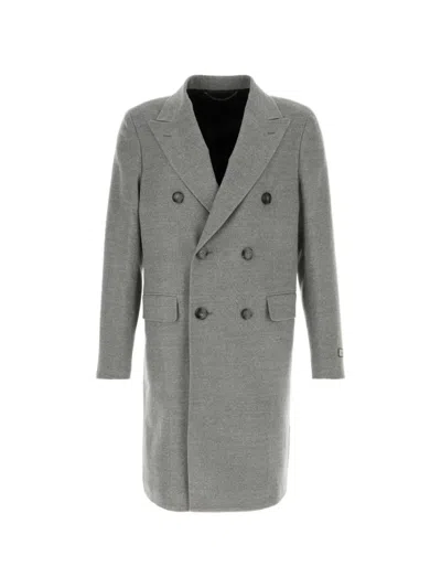 Canali Double-breasted Wool Coat In Gray