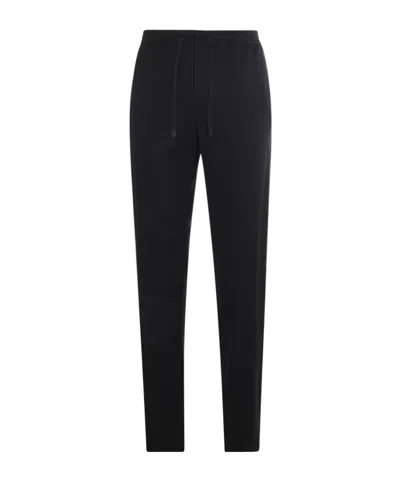 Canali Drawstring Elastic Waist Casual Pants In Black