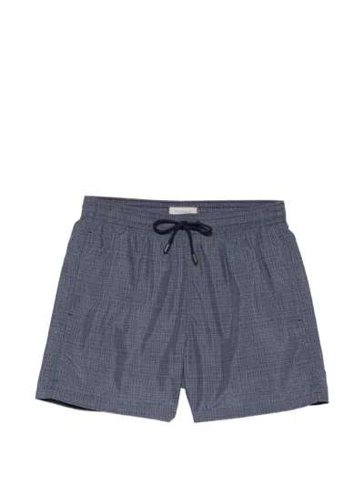 Canali Drawstring Patterned Swim Shorts In Blue