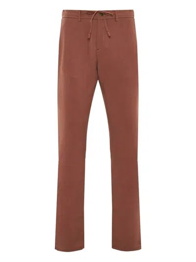 Canali Drawstring Straight-leg Trousers In 褐色