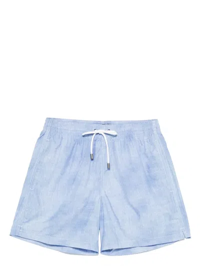 Canali Drawstring Swim Shorts In Blue