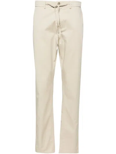 Canali Drawstring-waist Cotton Chino Trousers In Neutrals