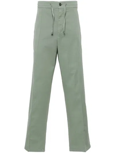 Canali Drawstring-waist Straight-leg Trousers In Green