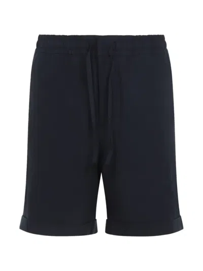 Canali Regular Fit Pure Linen Drawstring Pants In Blue