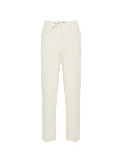 Canali Drawstring-waistband Straight-leg Trousers In White
