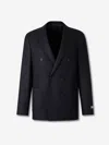 Canali Peak-lapels Wool-blend Blazer In Black