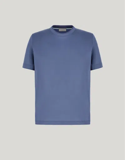 Canali Dusty Blue T-shirt In Filoscozia Cotton