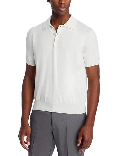 Canali Egyptian Cotton Knit Polo Shirt In White