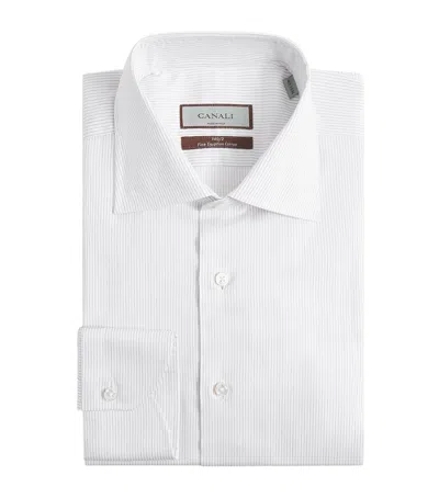 Canali Egyptian Cotton Stripe Slim-fit Shirt In White