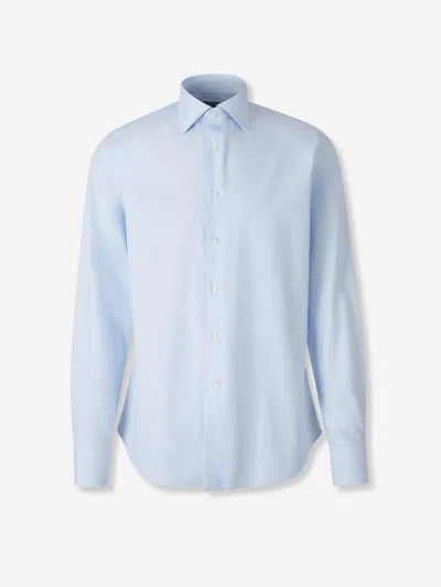 Canali Elegant Cotton Shirt In Blue