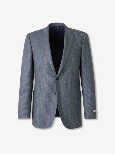 Canali Textured Single-breasted Blazer In Blue