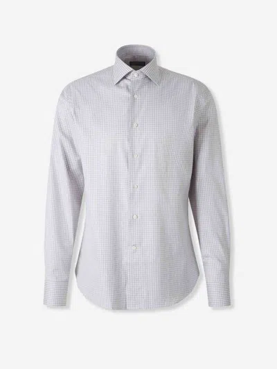 Canali Checked Long-sleeved Shirt In Green