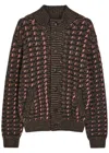 Canali Patterned Alpaca And Wool Blend Macro Jacquard Cardigan In Multi