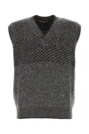 Canali Embroidered Wool Blend Vest In Gray