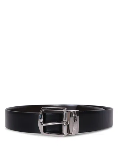 Canali Engraved-logo Black Belt