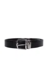 Canali Reversible Smooth Leather Belt In Black