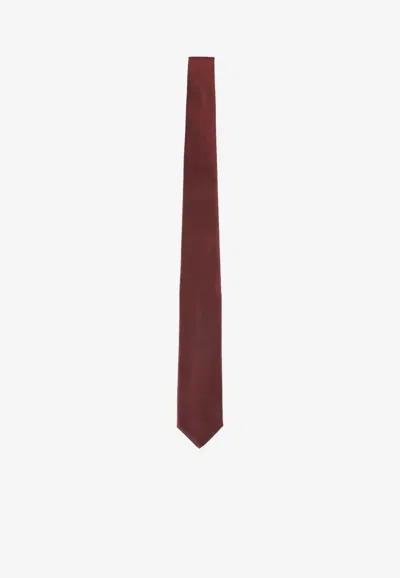 Canali Essential Silk Tie In Burgundy