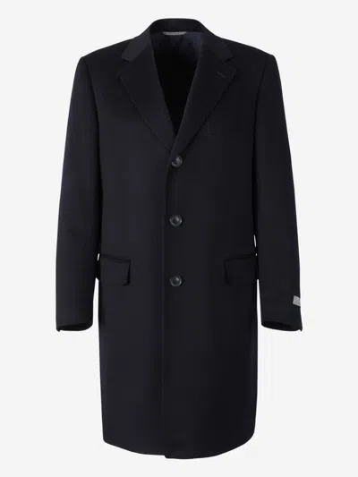 Canali Exclusive Cashmere Coat In Blue