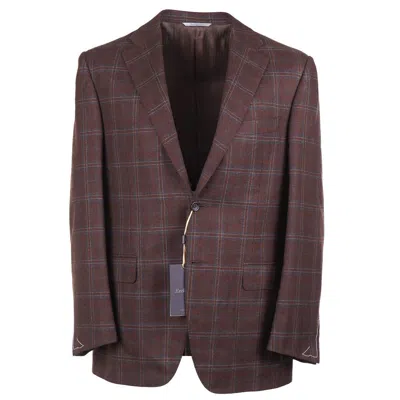 Pre-owned Canali Exclusive Classic-fit Rust Brown Check Cashmere Sport Coat 40r (eu 50)