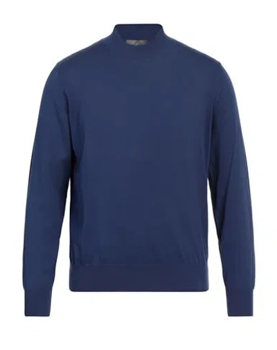Canali Exclusive Man Turtleneck Blue Size 48 Cotton