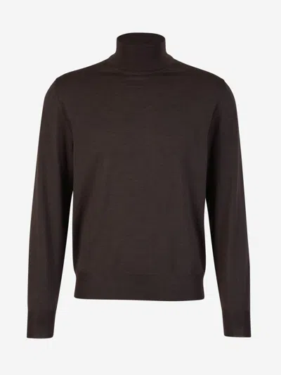 Canali Extra Fine Wool Sweater In Brown