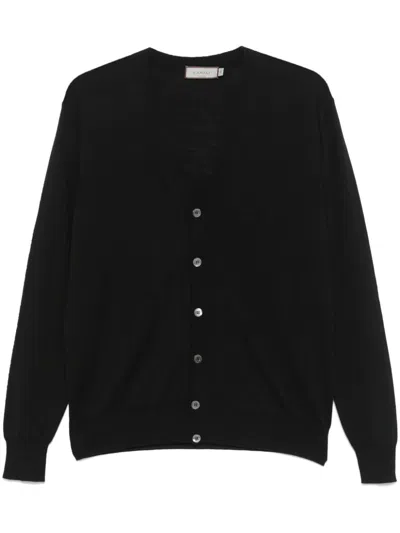 Canali Fine-knit Cardigan In Black