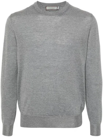 Canali Fine-knit Merino Jumper In Grey