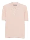 Canali Fine-knit Polo Shirt In 粉色