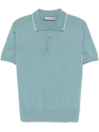 Canali Fine-knit Polo Shirt In Blue