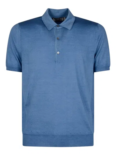 Canali Fine-knit Polo Shirt In Blue
